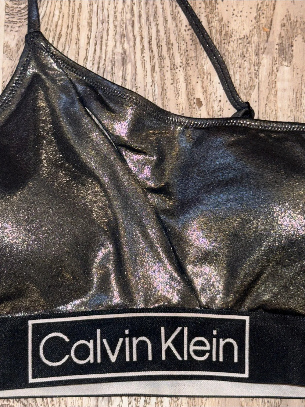 Calvin Klein Shimmery Metallic Black Bralette & Bikini